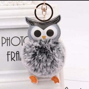 Owl Keychain with Fluffy Pom Pom Assorted Colors To Choose From